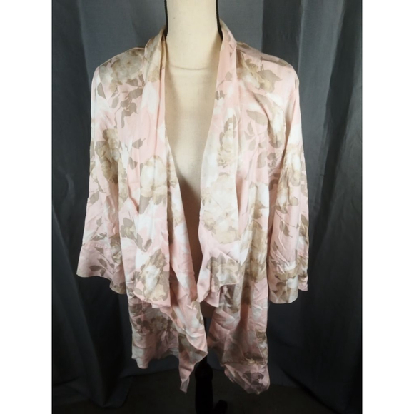 Women's Ruby Rd. Pink Beige Floral Jacket 18W - Picture 1 of 4